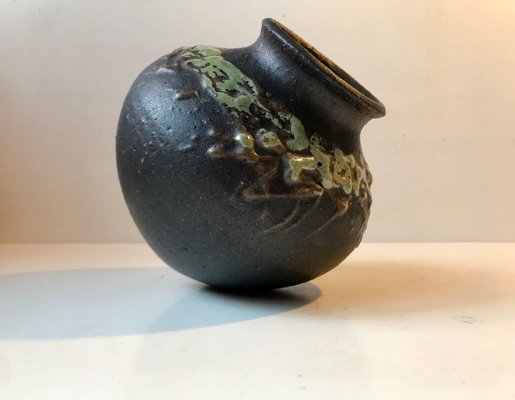 Black Nordic Fat Lava Vase by Palle Skat Nielsen, 1970s-LCR-887625