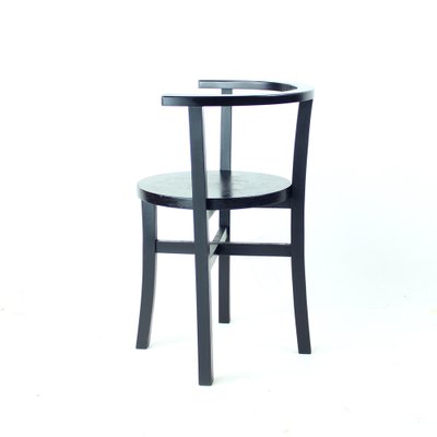 Black Oak Dining Chairs, Fomer Czechoslovakia 1930s, Set of 4-UL-1703141