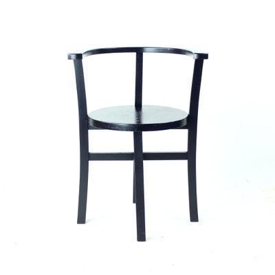 Black Oak Dining Chairs, Fomer Czechoslovakia 1930s, Set of 4-UL-1703141