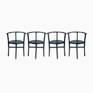 Black Oak Dining Chairs, Fomer Czechoslovakia 1930s, Set of 4-UL-1703141