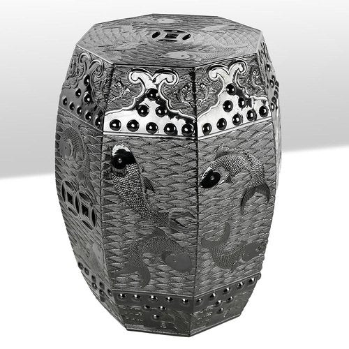 Black Octagonal Asian Stool