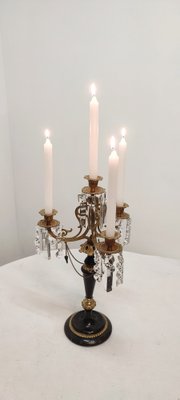 Black Onyx and Bronze Candleholder, France, 1940s-RGF-1306651