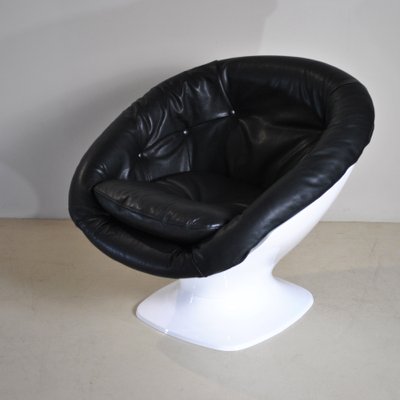 Black Ovine Leather Seat Armchair by Raphael Raffel for Herman Miller, 1970s-JQO-1143628