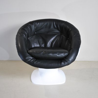 Black Ovine Leather Seat Armchair by Raphael Raffel for Herman Miller, 1970s-JQO-1143628