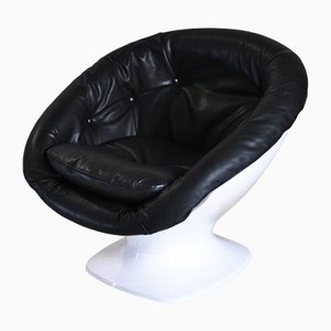 Black Ovine Leather Seat Armchair by Raphael Raffel for Herman Miller, 1970s-JQO-1143628