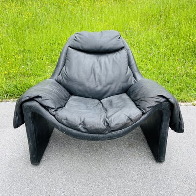 Black P60 Lounge Chair by Vittorio Introini for Saporiti, Italy, 1960s-WQC-935831