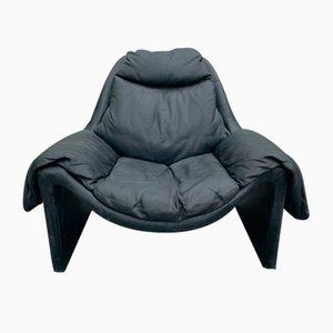 Black P60 Lounge Chair by Vittorio Introini for Saporiti, Italy, 1960s-WQC-935831