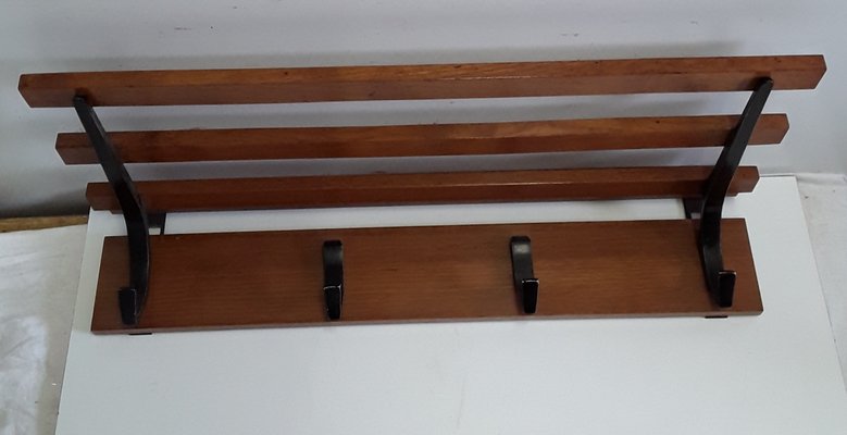 Black Painted Aluminium Wall Rack with Teak Struts, 1970s-HOI-880742