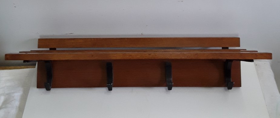 Black Painted Aluminium Wall Rack with Teak Struts, 1970s-HOI-880742