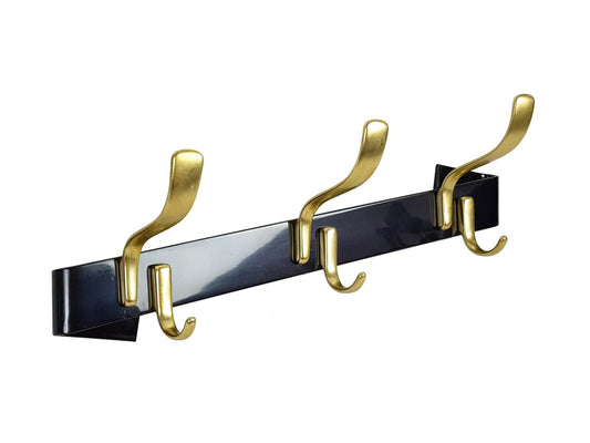 Black Painted Metal and Golden Anodized Aluminium Coat Rack, 1950s