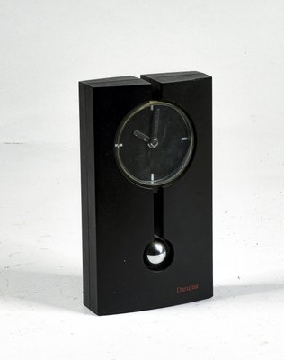 Black Plastic and Chrome Battery-Operated Pendulum Clock from Daruma-RAQ-992113