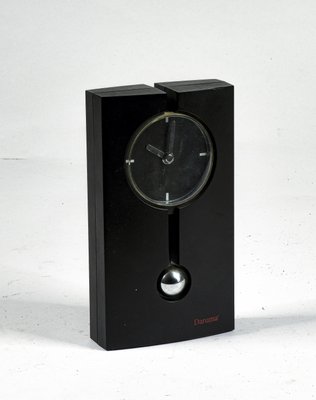 Black Plastic and Chrome Battery-Operated Pendulum Clock from Daruma-RAQ-992113