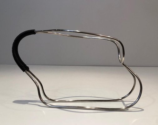 Black Plastic and Silver Plated Bottleholder, France, 1970s-BA-803709