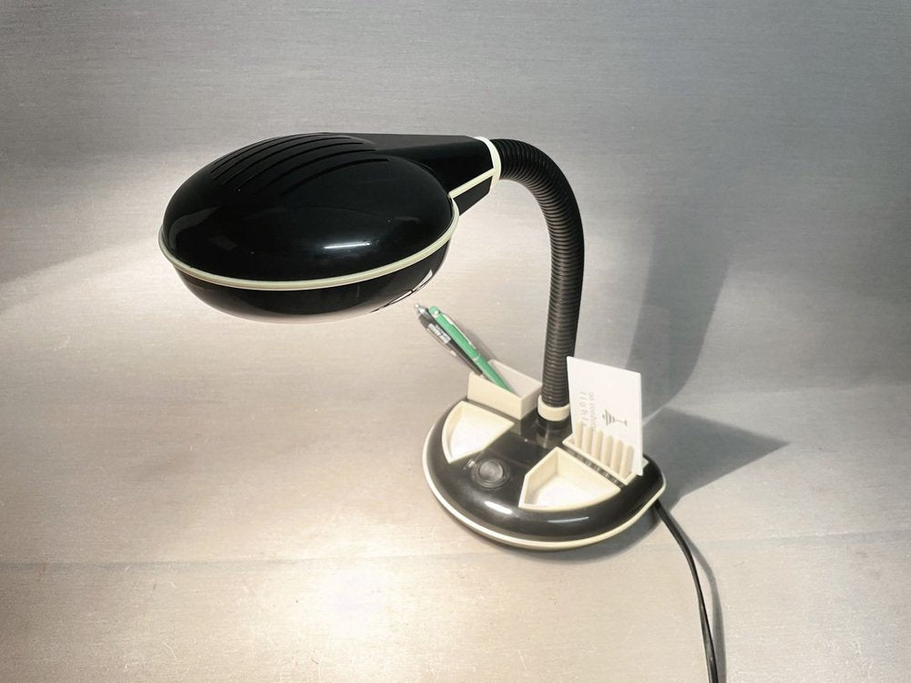 Black Plastic Organizer Desk Lamp by Kyoji Tanaka for Rabbit Tanaka, 1980s