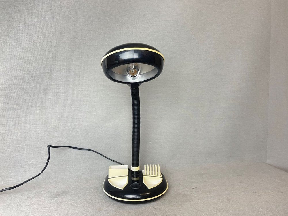 Black Plastic Organizer Desk Lamp by Kyoji Tanaka for Rabbit Tanaka, 1980s