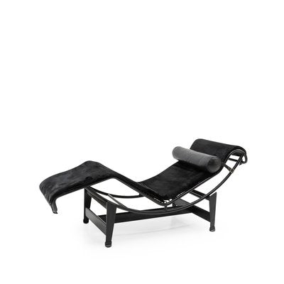 Black Ponyskin LC4 Chaise Lounge by Le Corbusier for Cassina, 1990s-TJQ-1284839