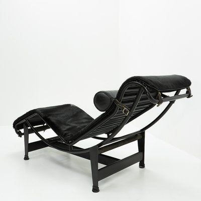 Black Ponyskin LC4 Chaise Lounge by Le Corbusier for Cassina, 1990s-TJQ-1284839