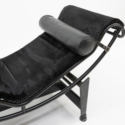 Black Ponyskin LC4 Chaise Lounge by Le Corbusier for Cassina, 1990s-TJQ-1284839