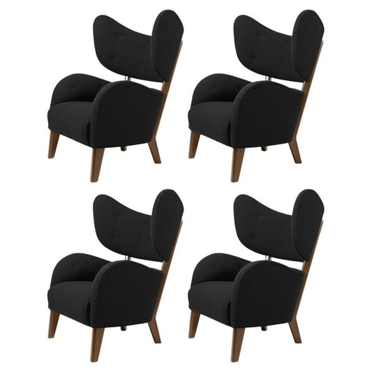 Black Raf Simons Vidar 3 Smoked Oak My Own Chair Lounge Chair by Lassen, Set of 4