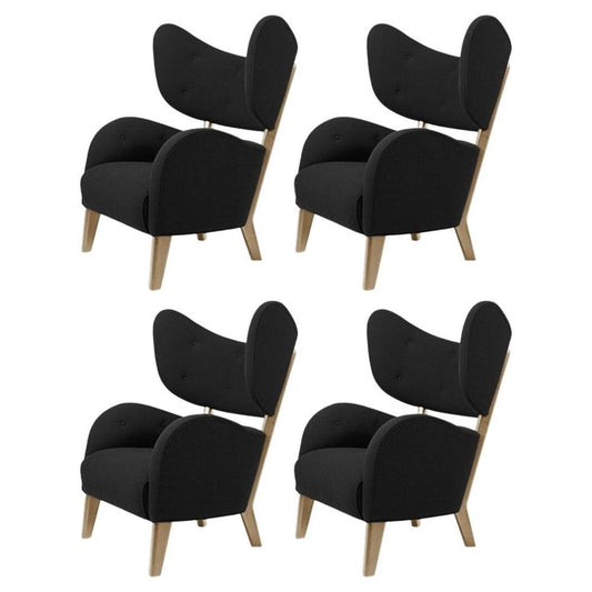 Black Raf Simons Vidar3 Natural Oak My Own Chair Lounge Chair by Lassen, Set of 4