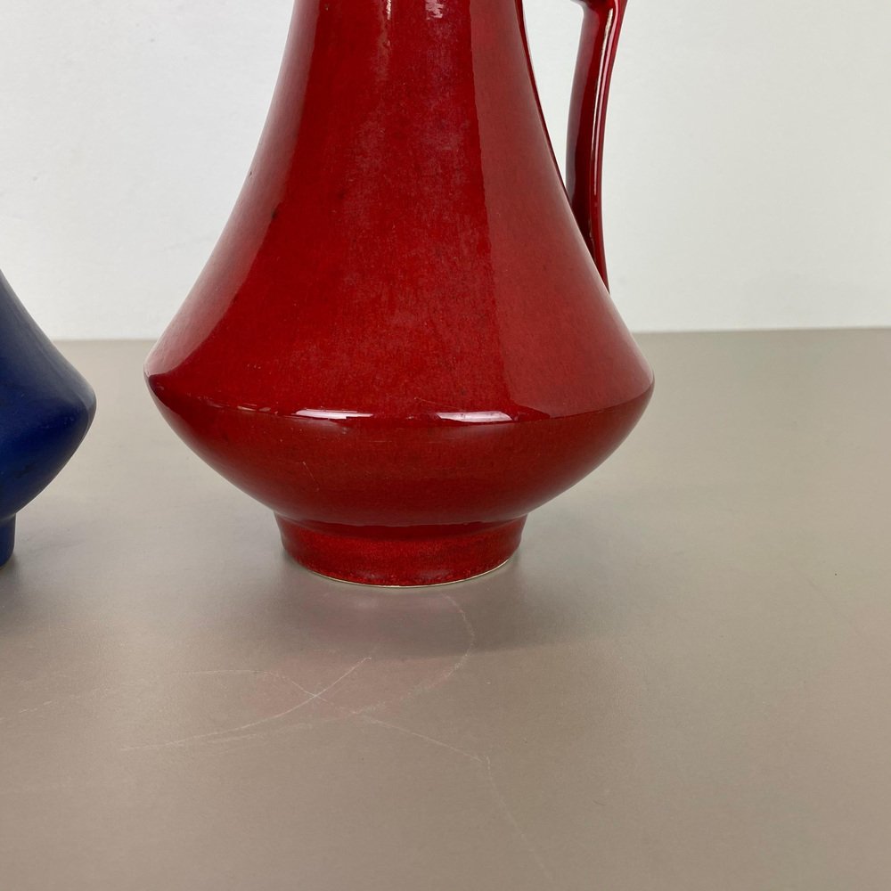 Black-Red Fat Lava Vases by Jopeko, Germany, 1970s, Set of 2