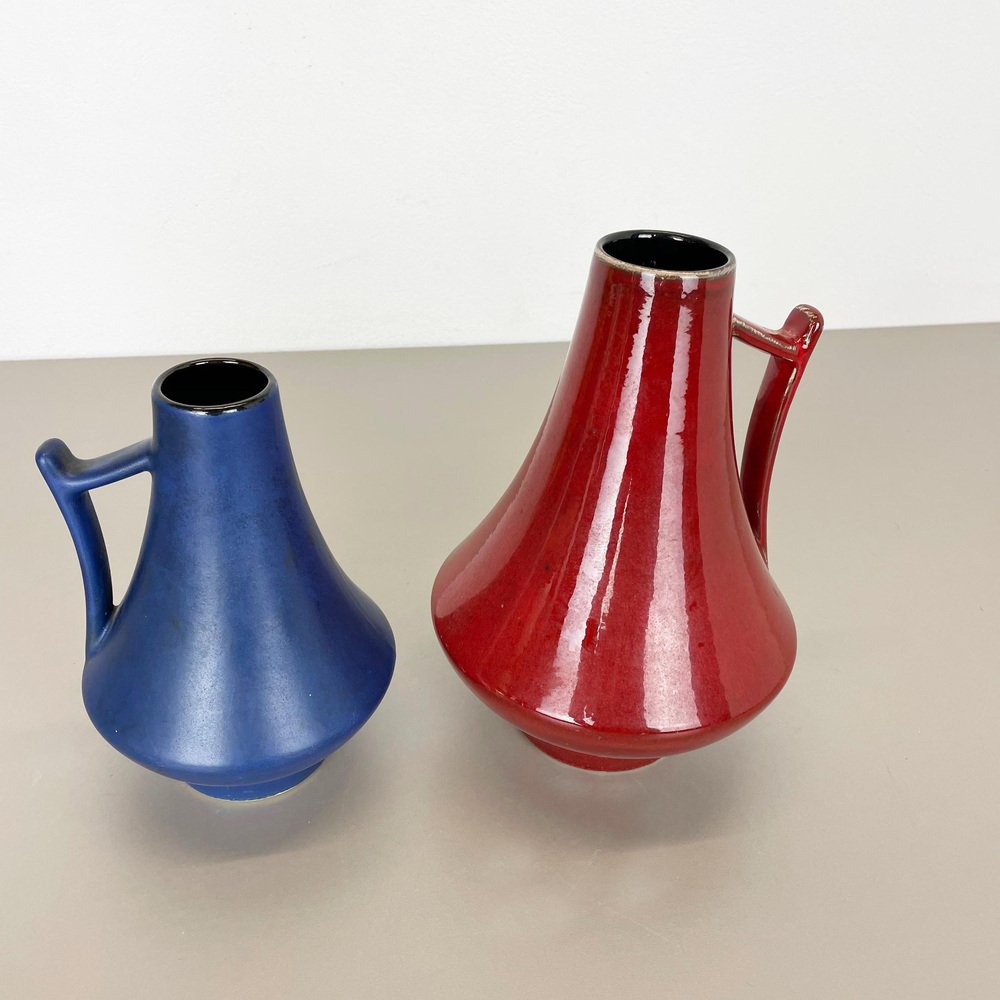 Black-Red Fat Lava Vases by Jopeko, Germany, 1970s, Set of 2