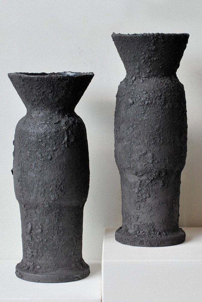 Black Sandstone Vessel Vase by Moïo Studio