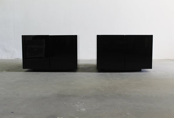 Black Saratoga Cabinets by Massimo & Lella Vigelli for Poltronova, 1960s, Set of 2-IVC-1820021