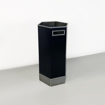 Black Satin Metal Umbrella Stand with Steel Rim, 1960s-GDD-1761419