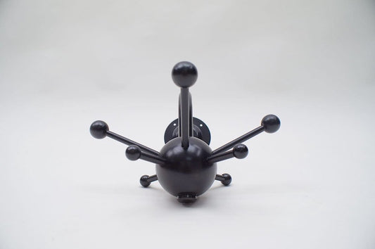 Black Sputnik Wall Hook in Lacquered Wood and Metal from Osvaldo Borsani, 1970s