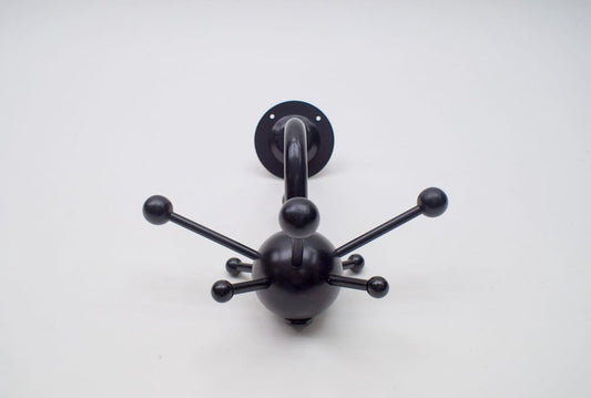 Black Sputnik Wall Hook Lacquered Wood and Metal by Osvaldo Borsani, 1970s