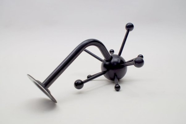 Black Sputnik Wall Hook Lacquered Wood and Metal by Osvaldo Borsani, 1970s-KQB-1760152