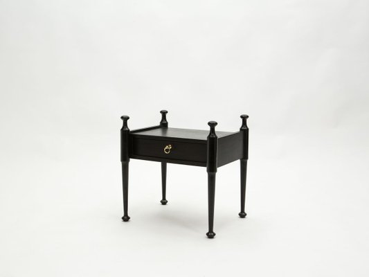 Black Stained Oak & Brass Nightstands, 1970s, Set of 2-YJA-888281