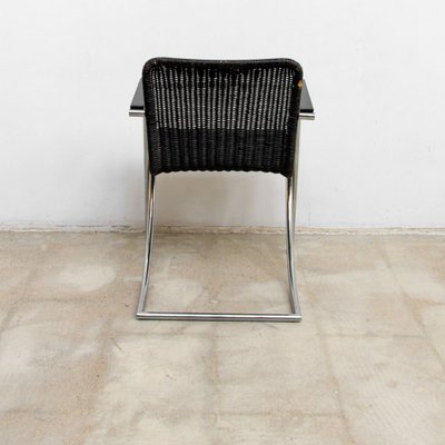 Black Stained Wicker Armchair, 1970s-QQA-776397