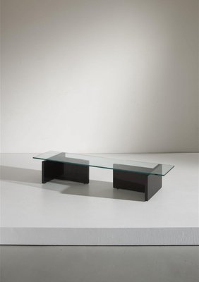 Black Stained Wood Coffee Table with Glass Top by Vittoriano Vigano, 1950s-OHK-1361318