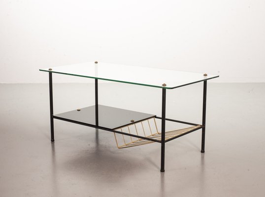 Black Steel Coffee Table with Magazine Rack by Pierre Guariche for Airborne, 1950s-IXC-748611