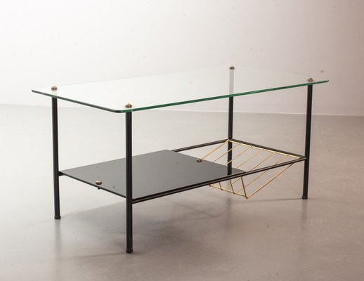 Black Steel Coffee Table with Magazine Rack by Pierre Guariche for Airborne, 1950s-IXC-748611