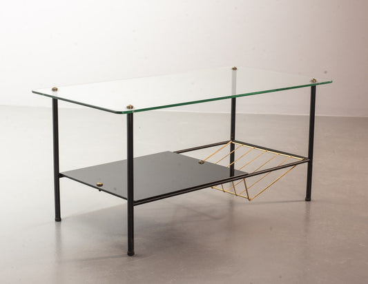 Black Steel Coffee Table with Magazine Rack by Pierre Guariche for Airborne, 1950s