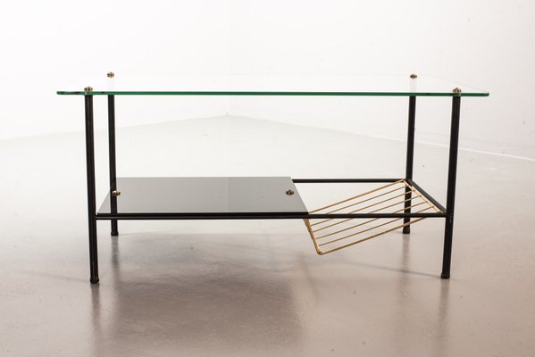 Black Steel Coffee Table with Magazine Rack by Pierre Guariche for Airborne, 1950s-IXC-748611