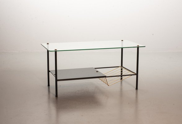 Black Steel Coffee Table with Magazine Rack by Pierre Guariche for Airborne, 1950s-IXC-748611