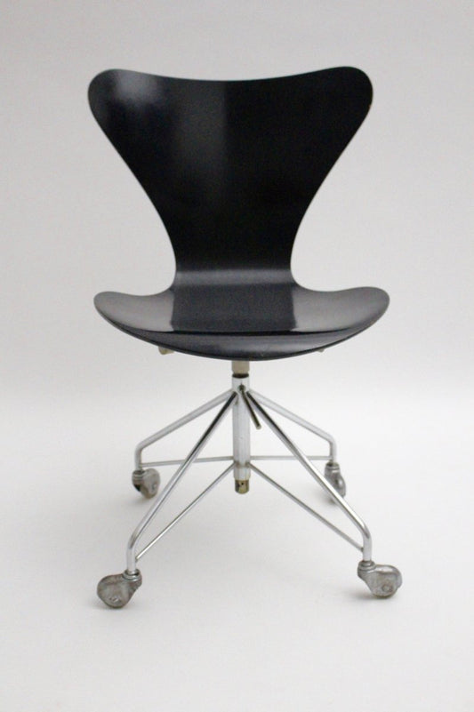 Black Swivel Office Chair, 1950s