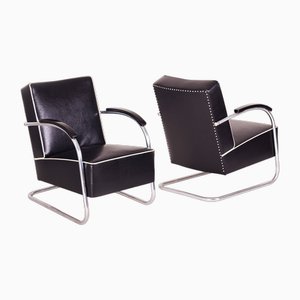 Black Tubular Steel Cantilever Armchairs from Mücke Melder, 1930s, Set of 2-WHY-1767410