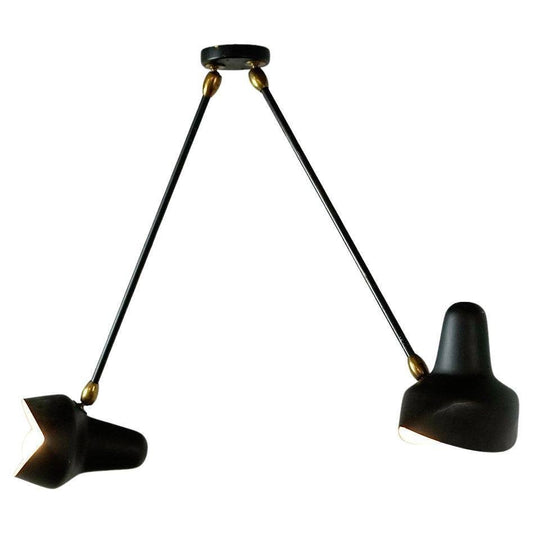 Black Two-Arms Ceiling Lamp by Serge Mouille, 1950s