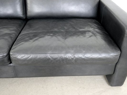 Black Two-Seater Sofa in Leather by F.W. Möller for Cor, 2000s-JV-2027166