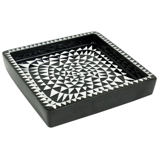 Black & White Ceramic Domino Plate by Stig Lindberg for Gustavsberg, Sweden, 1950s