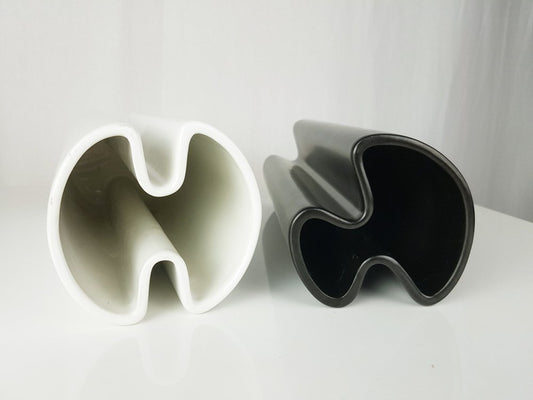 Black & White Ceramic Philippines Series Vase by Angelo Mangiarotti for Danese, 1964, Set of 2