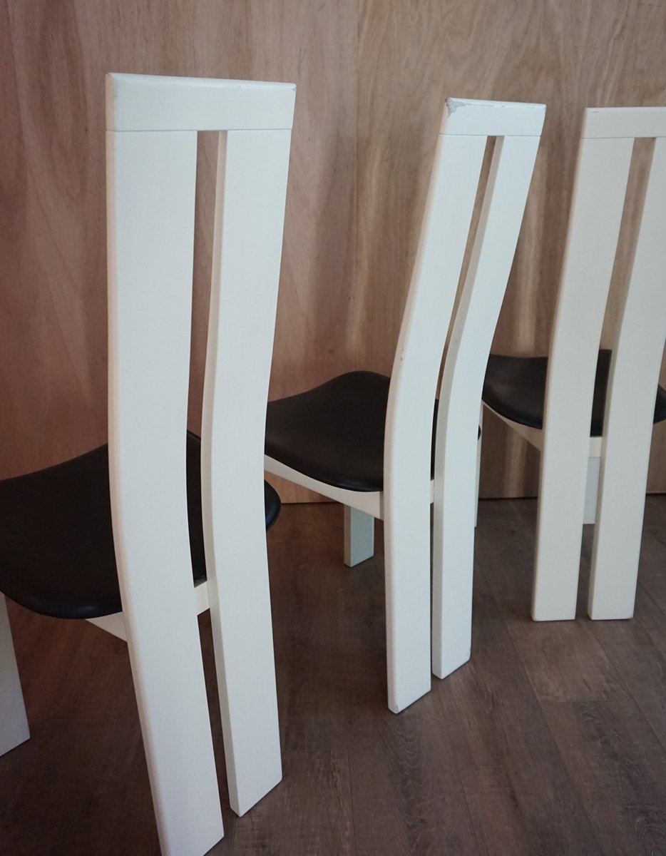 Black & White Italian Dining Chairs by Pietro Costantini for Ello, 1970s, Set of 8