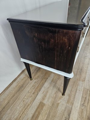 Black White Lacquered Chest with Glass Top and Brass Handles, 1960-ZUW-1798194