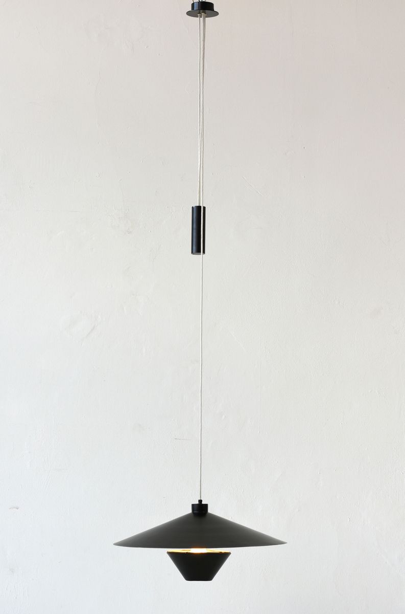 Black & White Metal Pendant from Baltensweiler, 1960s