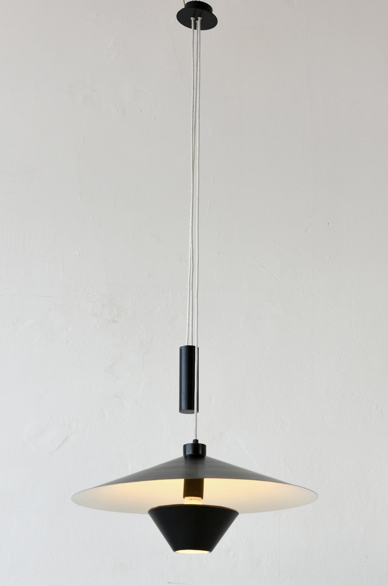 Black & White Metal Pendant from Baltensweiler, 1960s